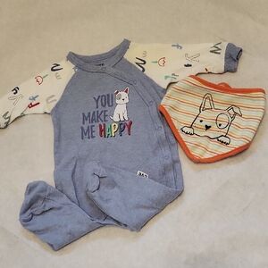 Ellen DeGeneres Love Ellen puppy footed sleeper/footie with matching bib